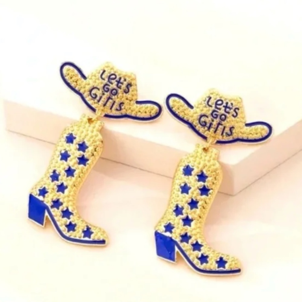 ❤️ FREE Cowboy Boots Studded Rock Nashville Country Let's Go Girls Farm Earrings